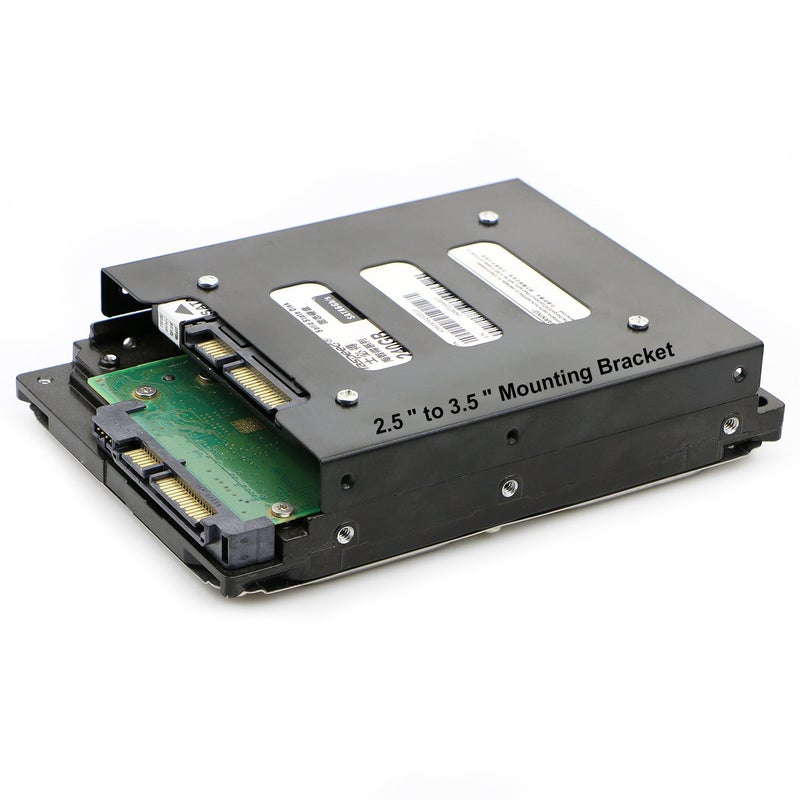 PASOW 2 Pack 2.5" to 3.5" SSD HDD Hard Disk Drive Bays Holder Metal Mounting Bracket Adapter for PC (Bracket + Blue Sata III Cables) - Image 4
